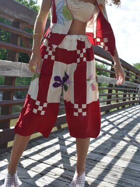 Upcycled quilt gauchos